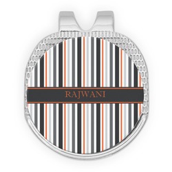 Gray Stripes Golf Ball Marker - Hat Clip - Silver