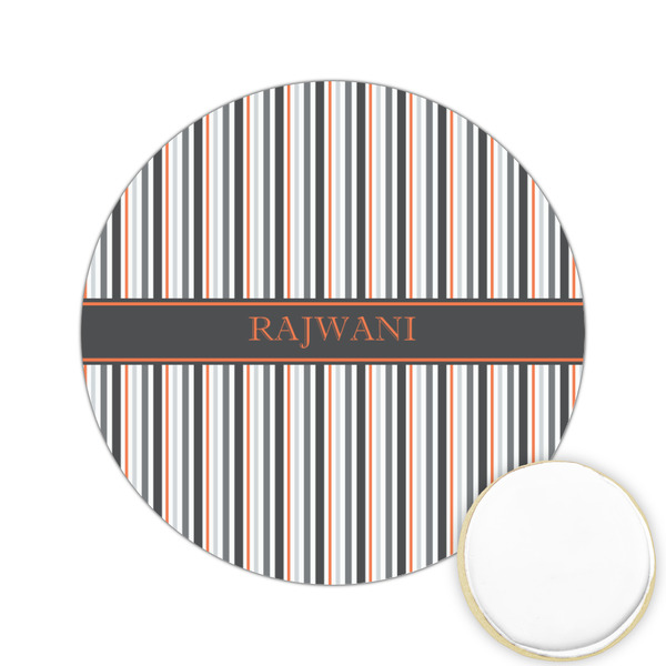 Custom Gray Stripes Printed Cookie Topper - 2.15" (Personalized)