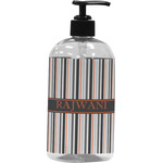 Gray Stripes Plastic Soap / Lotion Dispenser (16 oz - Large - Black) (Personalized)
