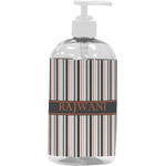 Gray Stripes Plastic Soap / Lotion Dispenser (16 oz - Large - White) (Personalized)