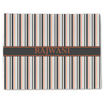Gray Stripes Single-Sided Linen Placemat - Single w/ Name or Text