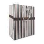 Gray Stripes Medium Gift Bag (Personalized)