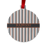 Gray Stripes Metal Ball Ornament - Double Sided w/ Name or Text