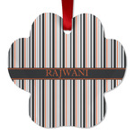 Gray Stripes Metal Paw Ornament - Double Sided w/ Name or Text