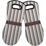 Gray Stripes Neoprene Oven Mitts - Set of 2 w/ Name or Text