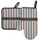 Gray Stripes Neoprene Oven Mitt and Pot Holder Set - Left