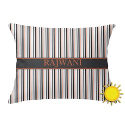 Gray Stripes Outdoor Throw Pillow (Rectangular) (Personalized)
