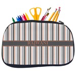 Gray Stripes Neoprene Pencil Case - Medium w/ Name or Text