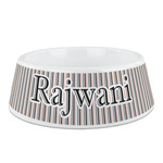 Gray Stripes Plastic Dog Bowl - Medium (Personalized)