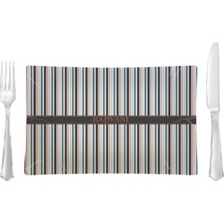 Gray Stripes Rectangular Glass Lunch / Dinner Plate - Single or Set (Personalized)