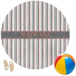 Gray Stripes Round Beach Towel (Personalized)