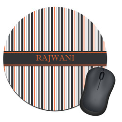 Gray Stripes Round Mouse Pad (Personalized)