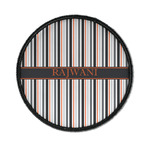 Gray Stripes Iron On Round Patch w/ Name or Text