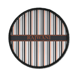 Gray Stripes Iron On Round Patch w/ Name or Text