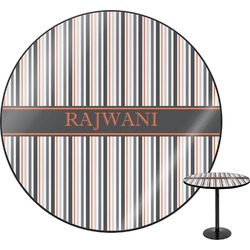 Gray Stripes Round Table - 30" (Personalized)