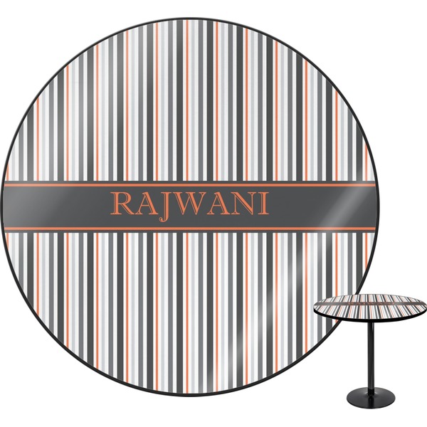 Custom Gray Stripes Round Table - 24" (Personalized)