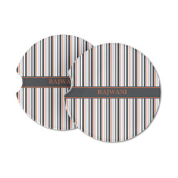 Gray Stripes Sandstone Car Coasters (Personalized)