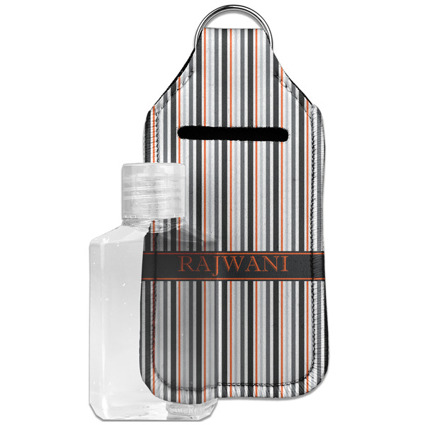 Custom Gray Stripes Hand Sanitizer & Keychain Holder - Large (Personalized)