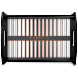 Gray Stripes Black Wooden Tray - Small (Personalized)
