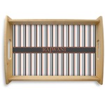 Gray Stripes Natural Wooden Tray - Small (Personalized)