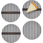 Gray Stripes Set of 4 Glass Appetizer / Dessert Plate 8" (Personalized)