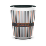 Gray Stripes Ceramic Shot Glass - 1.5 oz - Two Tone - Set of 4 (Personalized)