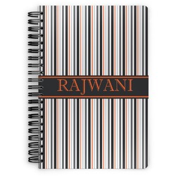 Gray Stripes Spiral Notebook - 7x10 w/ Name or Text