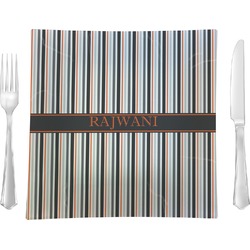 Gray Stripes Glass Square Lunch / Dinner Plate 9.5" (Personalized)