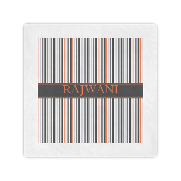 Custom Gray Stripes Standard Cocktail Napkins (Personalized)