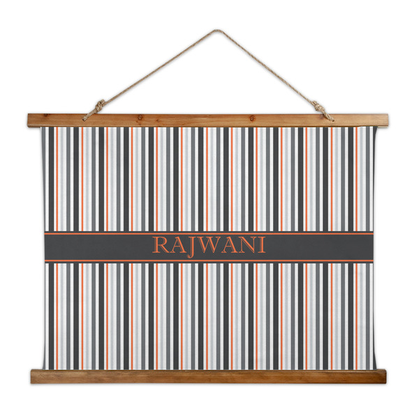 Custom Gray Stripes Wall Hanging Tapestry - Wide (Personalized)