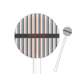 Gray Stripes 5.5" Round Plastic Stir Sticks - White - Single Sided (Personalized)