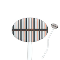 Gray Stripes 7" Oval Plastic Stir Sticks - White - Double Sided (Personalized)