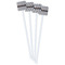 Gray Stripes White Plastic Stir Stick - Double Sided - Square - Front