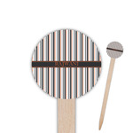 Gray Stripes 6" Round Wooden Food Picks - Single Sided (Personalized)