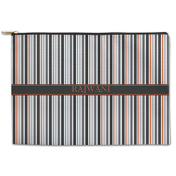 Gray Stripes Zipper Pouch - Large - 12.5"x8.5" (Personalized)