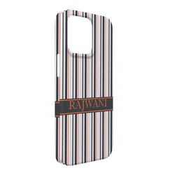 Gray Stripes iPhone Case - Plastic - iPhone 13 Pro Max (Personalized)