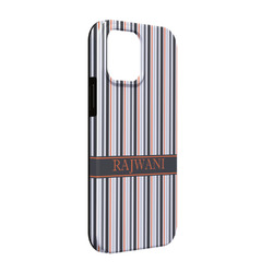 Gray Stripes iPhone Case - Rubber Lined - iPhone 13 Pro (Personalized)