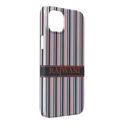 Gray Stripes iPhone Case - Plastic - iPhone 14 Plus (Personalized)