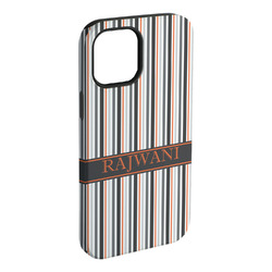 Gray Stripes iPhone Case - Rubber Lined - iPhone 15 Plus (Personalized)