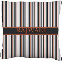Gray Stripes Faux-Linen Throw Pillow (Personalized)