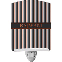 Gray Stripes Ceramic Night Light (Personalized)