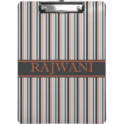Gray Stripes Clipboard (Letter Size) (Personalized)