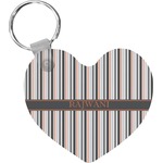 Gray Stripes Heart Plastic Keychain w/ Name or Text