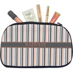 Gray Stripes Makeup / Cosmetic Bag - Medium (Personalized)