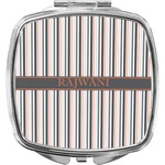 Gray Stripes Compact Makeup Mirror (Personalized)