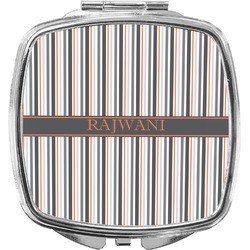 Gray Stripes Compact Makeup Mirror (Personalized)