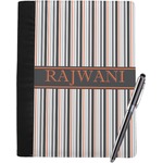 Gray Stripes Notebook Padfolio - Large w/ Name or Text