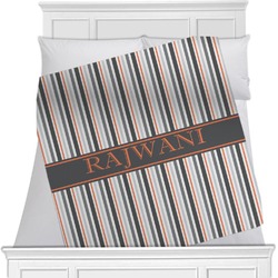 Gray Stripes Minky Blanket - Twin / Full - 80"x60" - Single Sided (Personalized)