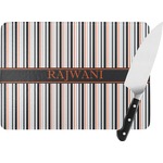 Gray Stripes Rectangular Glass Cutting Board (Personalized)