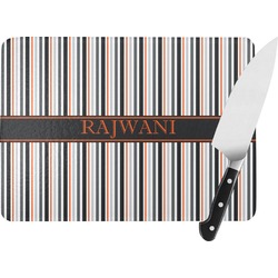 Gray Stripes Rectangular Glass Cutting Board - Medium - 11"x8" (Personalized)